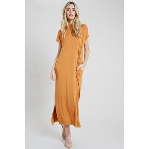 Mock Neck Maxi Shirt Dress